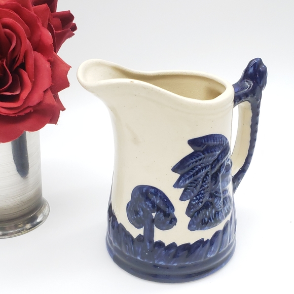 Vintage Old Sleepy Eye Cobalt Blue Pottery Pitcher - Picture 2 of 13
